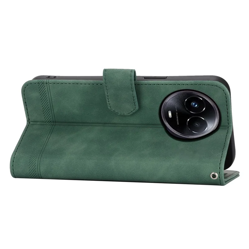 DIERFENG DF-03 Imprinted Phone Shell For Realme 11x 5G / 11 5G (Global) , PU Leather Stand Case Cover Wallet - Green