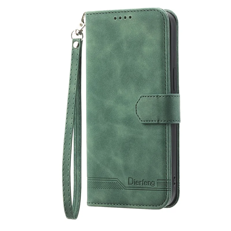 DIERFENG DF-03 Imprinted Phone Shell For Realme 11x 5G / 11 5G (Global) , PU Leather Stand Case Cover Wallet - Green