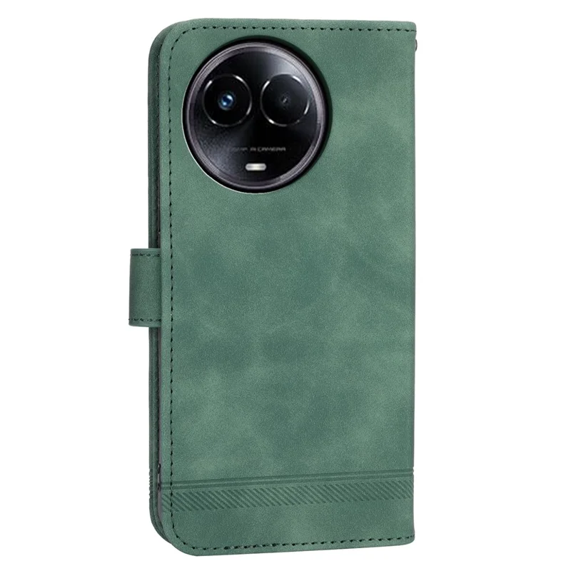 DIERFENG DF-03 Imprinted Phone Shell For Realme 11x 5G / 11 5G (Global) , PU Leather Stand Case Cover Wallet - Green