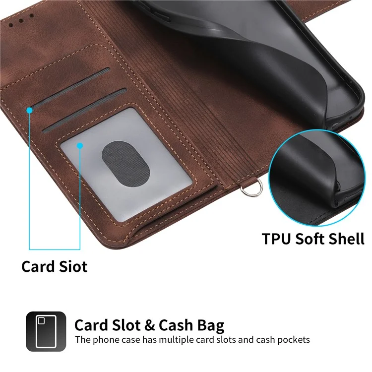 Pour Realme 11x 5G / 11 5G (Global) Stand Wallet Phone Case PU Leather Imprinted Flower Skin-touch Cover - Brun
