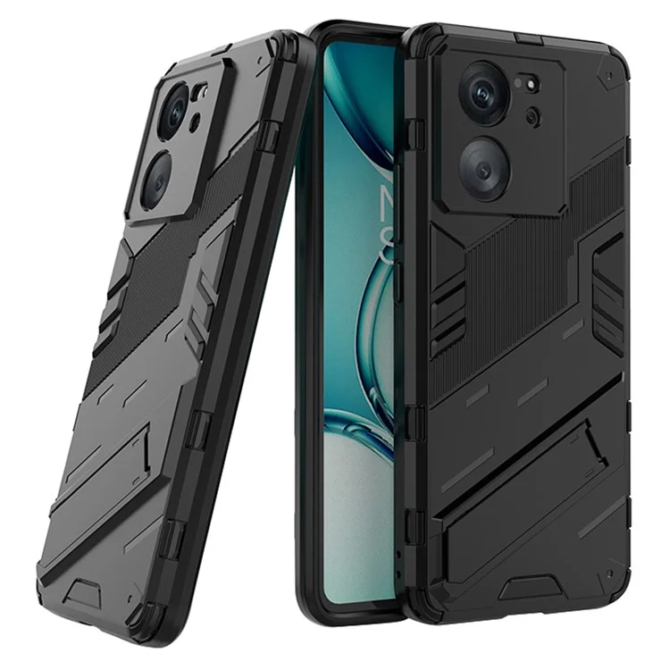 For Xiaomi Redmi K60 Ultra / 13T / 13T Pro PC+TPU Kickstand Back Cover Shockproof Protective Phone Case - Black