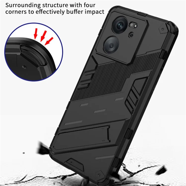 For Xiaomi Redmi K60 Ultra / 13T / 13T Pro PC+TPU Kickstand Back Cover Shockproof Protective Phone Case - Black