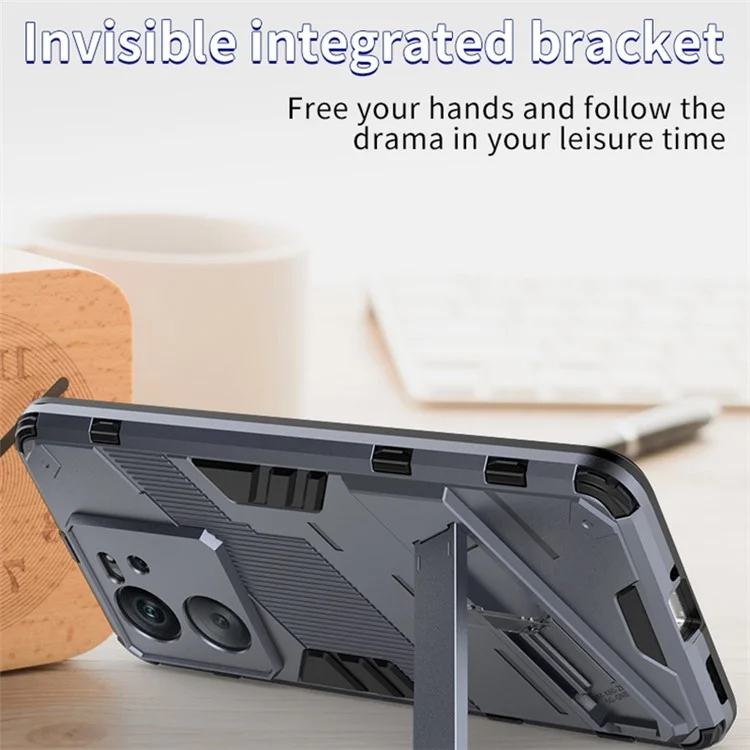 For Xiaomi Redmi K60 Ultra / 13T / 13T Pro PC+TPU Kickstand Back Cover Shockproof Protective Phone Case - Black