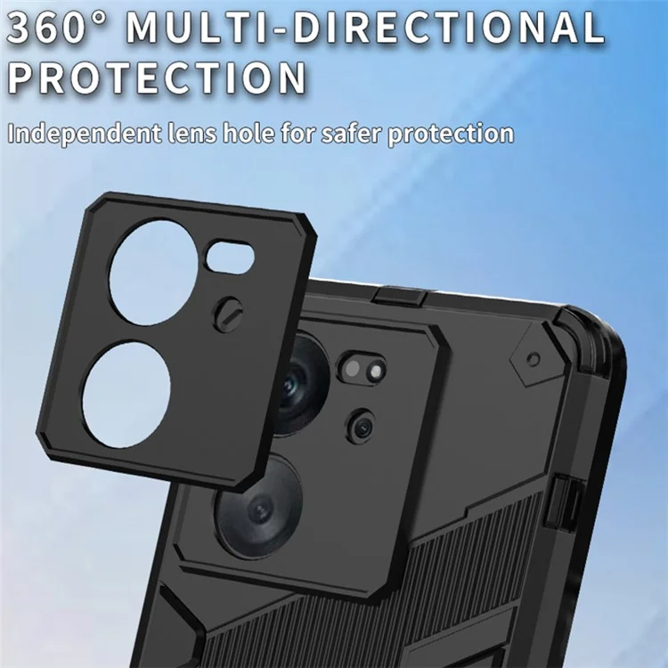 For Xiaomi Redmi K60 Ultra / 13T / 13T Pro PC+TPU Kickstand Back Cover Shockproof Protective Phone Case - Black