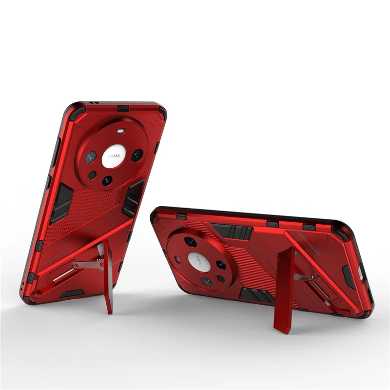 For Huawei Mate 60 Pro Kickstand Back Cover PC+TPU Shockproof Smartphone Case - Red