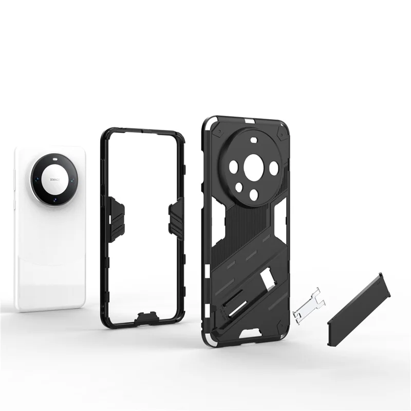 For Huawei Mate 60 Pro Kickstand Back Cover PC+TPU Shockproof Smartphone Case - Red