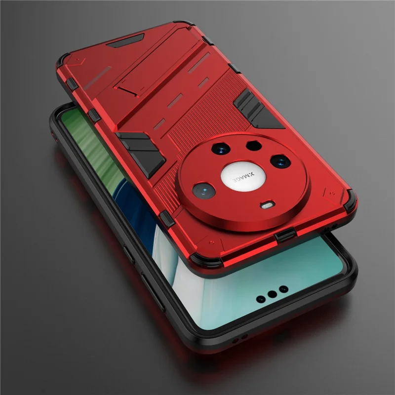 For Huawei Mate 60 Pro Kickstand Back Cover PC+TPU Shockproof Smartphone Case - Red