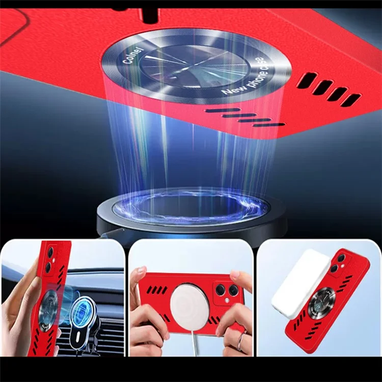 For Xiaomi Redmi Note 12 Pro+ 5G Heat Dissipation Holes PC+Acrylic Shockproof Cover Phone Case Compatible with MagSafe - Black