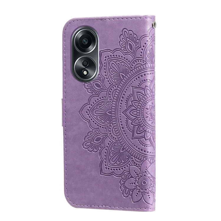 Custodia portafoglio in pelle PU con motivo a fiori in rilievo per Oppo A58 4G, anti-graffio - Viola