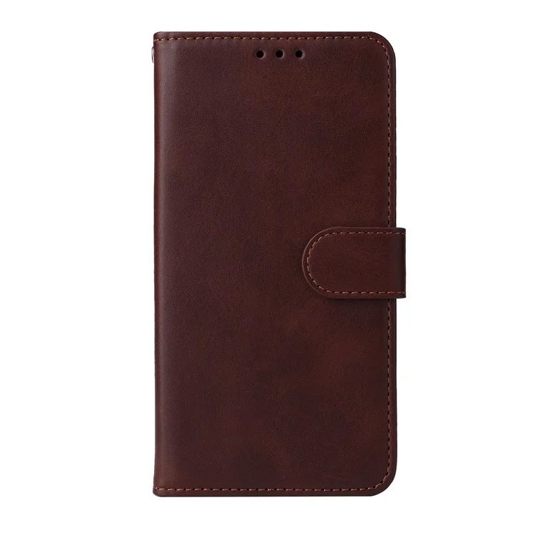 Для Oppo A58 4G Wallet Stand PU Leather Cell Phone Case Calf Texture Full Protection Phone Cover - Brown