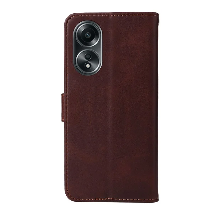 Для Oppo A58 4G Wallet Stand PU Leather Cell Phone Case Calf Texture Full Protection Phone Cover - Brown