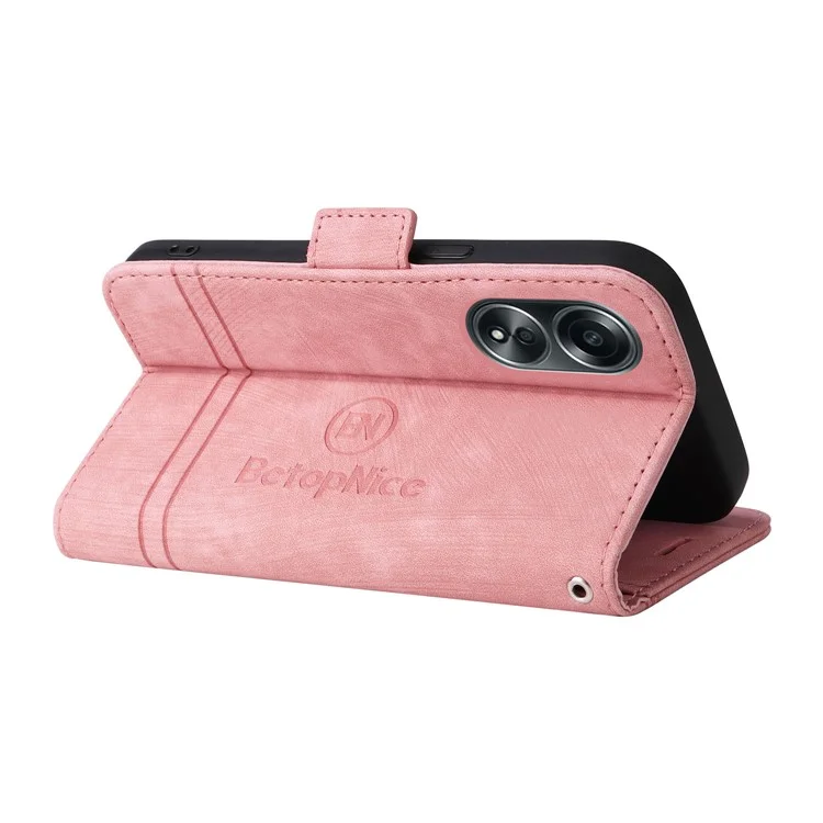 BETOPNICE 001 für Oppo A58 4G Anti-Kratzer PU-Leder Handyhülle Ständer Geldbörse Stoßfeste Abdeckung - Pink