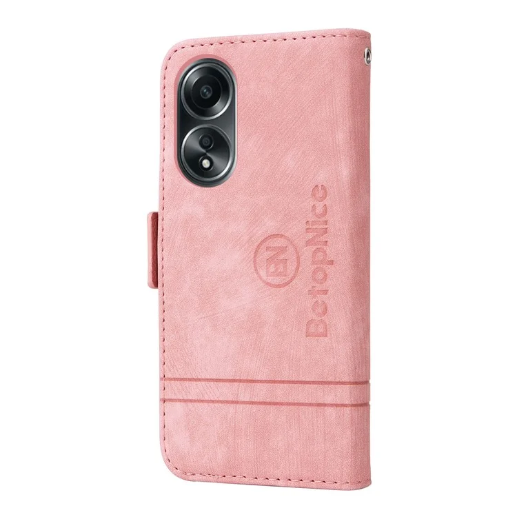 BETOPNICE 001 für Oppo A58 4G Anti-Kratzer PU-Leder Handyhülle Ständer Geldbörse Stoßfeste Abdeckung - Pink