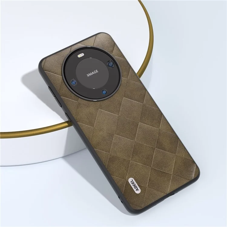 ABEEL For Huawei Mate 60 Grid Texture Back Cover PU Leather Coated PC+TPU Protective Phone Case - Green