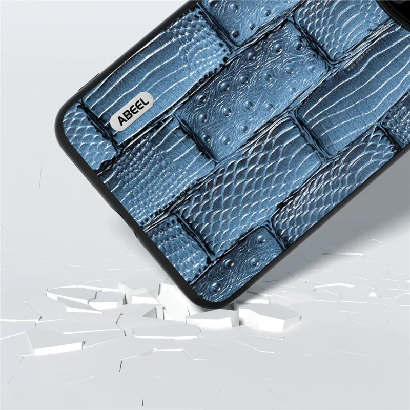 ABEEL Per Huawei Mate 60 Mahjong Texture Anti-Scratch Case Genuine Cow Leather+PC+TPU Custodia per telefono - Blu