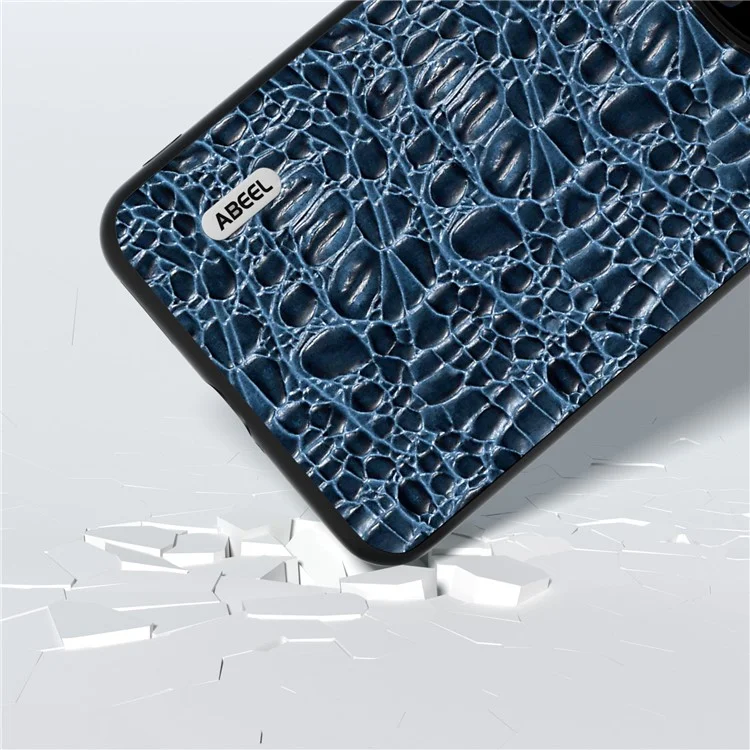 ABEEL For Huawei Mate 60 Canopy Texture Protective Case Genuine Cow Leather Coated PC+TPU Phone Cover - Blue
