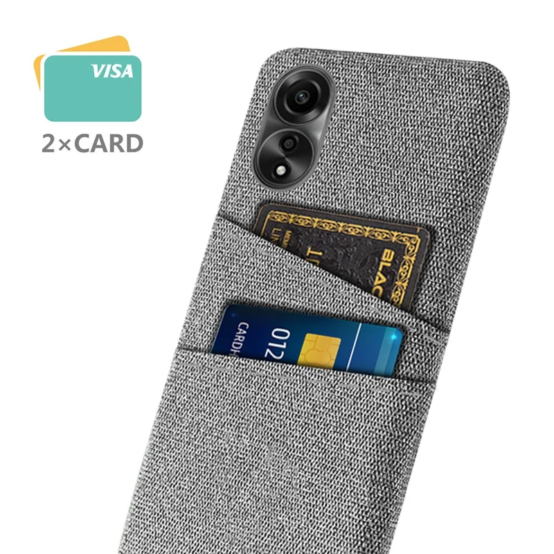 For Oppo A78 4G Anti-Scratch Phone Case Dual Card Slots Hard PC+Cloth Phone Shell Cover - Light Grey
