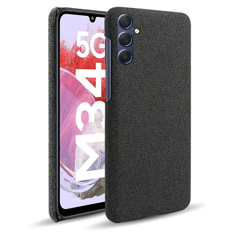Für Samsung Galaxy M34 5G / F34 5G stoßfeste Stoffbeschichtete PC-Handyhülle Anti-Kratzer Handy-Cover - Schwarz