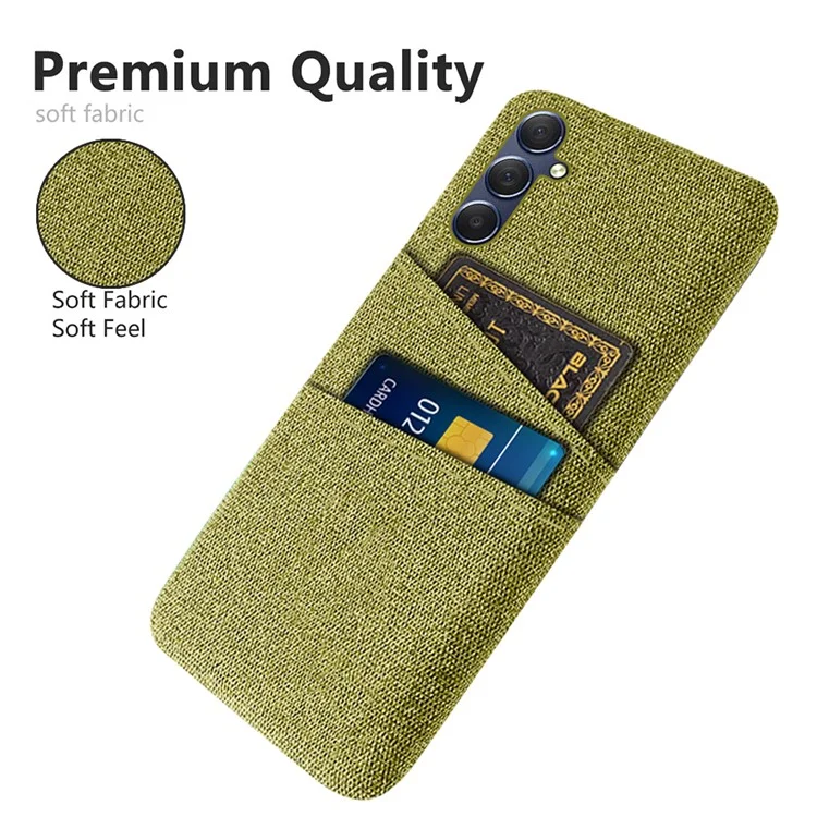 For Samsung Galaxy M34 5G / F34 5G Phone Cover Hard PC+Cloth Phone Case with Dual Card Holder - Yellow