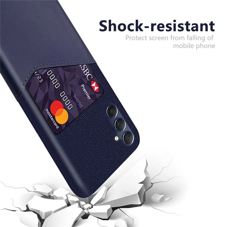 Kartenhülle Handyhülle für Samsung Galaxy M34 5G / F34 5G Schutzhülle Tuchstruktur PU+PC Handyschale - Blau