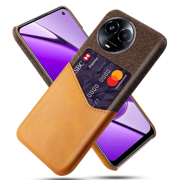 Protective Case for Realme 11 5G (Global) Cloth Texture PU+PC Phone Cover with Card Holder - Orange