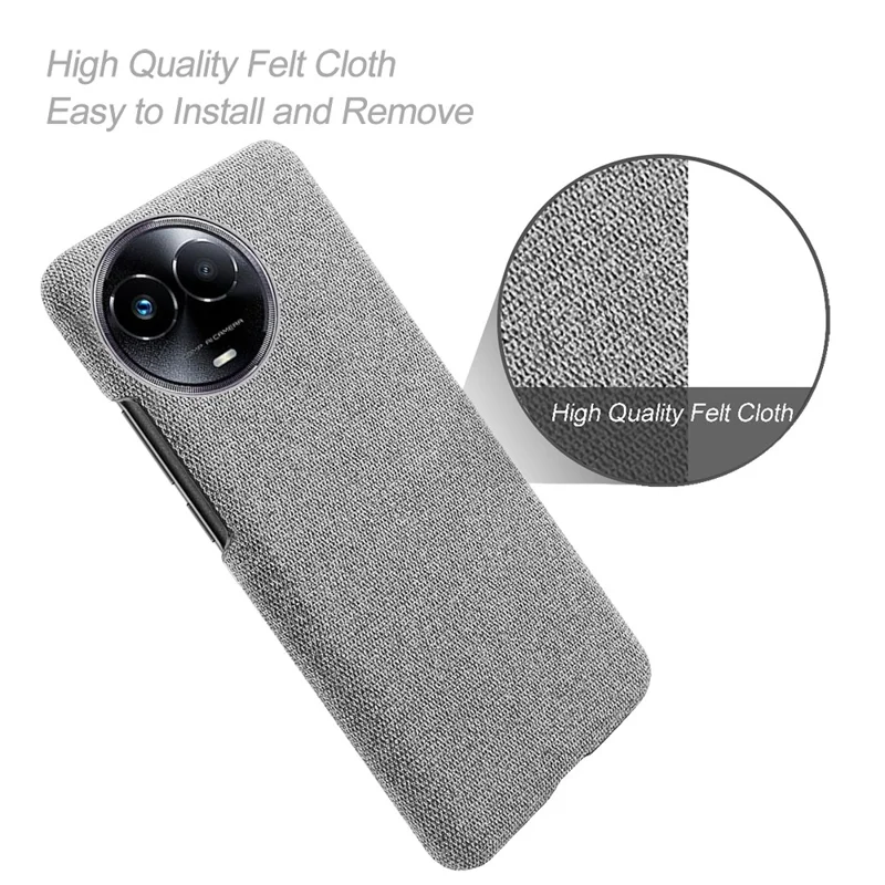 Slim Phone Shell for Realme 11 5G (Global) Cloth+Hard PC Protective Phone Case - Light Grey