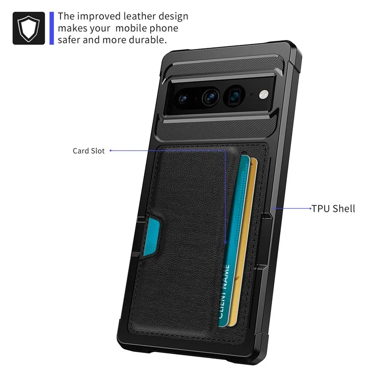 Back Case for Google Pixel 8 Pro , ZM02 PU Leather+TPU Card Holder Four Corners Anti-drop Phone Shell