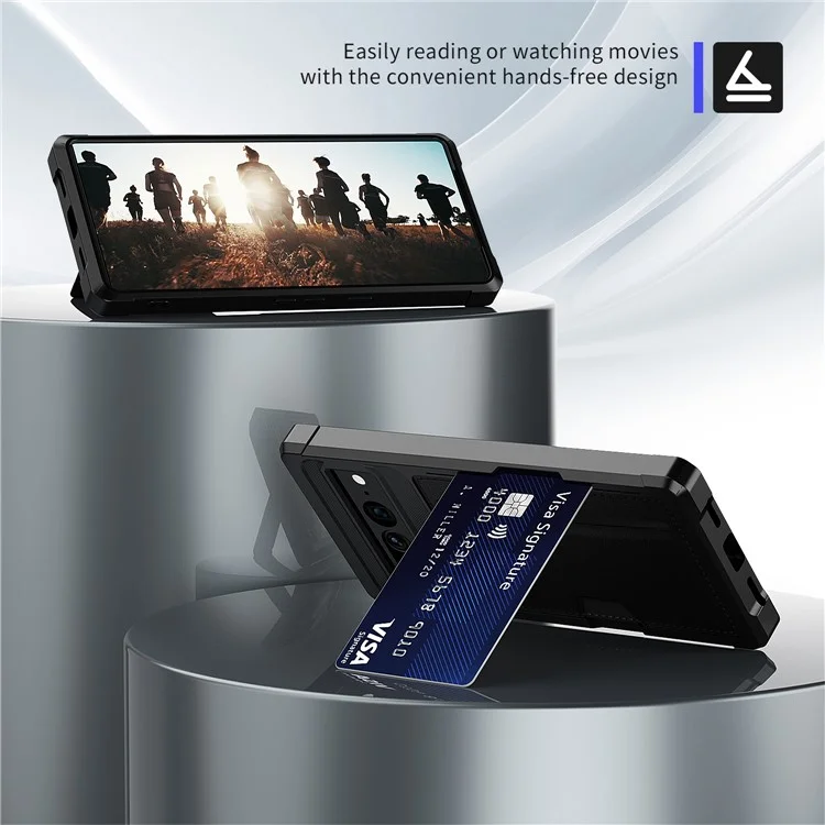 Back Case for Google Pixel 8 Pro , ZM02 PU Leather+TPU Card Holder Four Corners Anti-drop Phone Shell