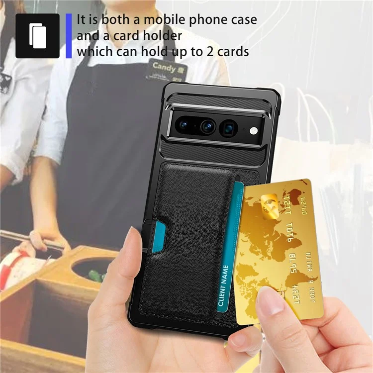 Back Case for Google Pixel 8 Pro , ZM02 PU Leather+TPU Card Holder Four Corners Anti-drop Phone Shell