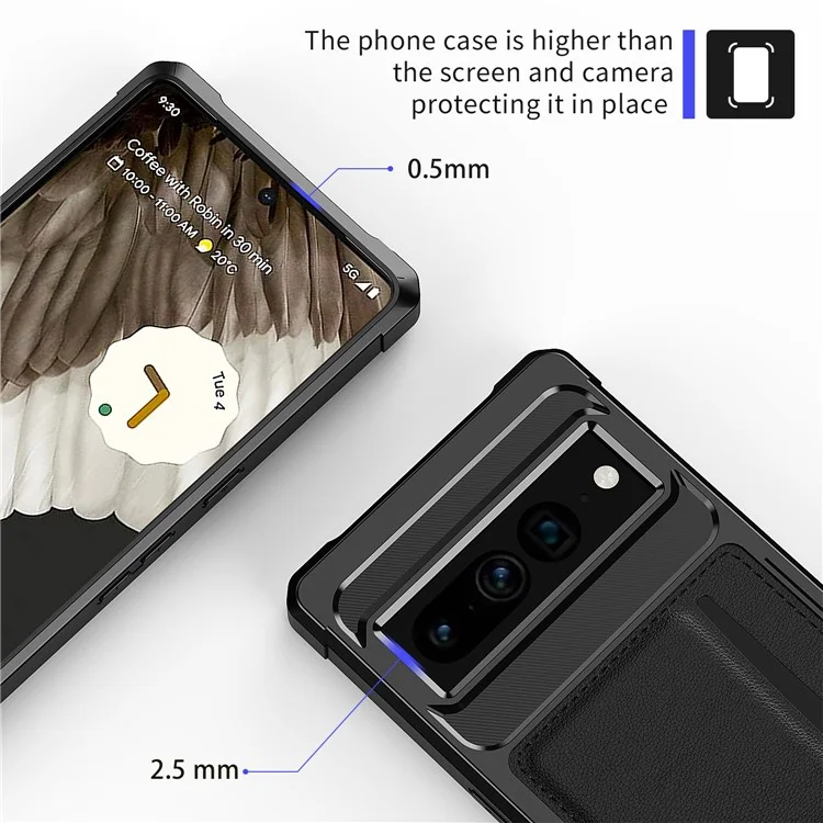 Back Case for Google Pixel 8 Pro , ZM02 PU Leather+TPU Card Holder Four Corners Anti-drop Phone Shell