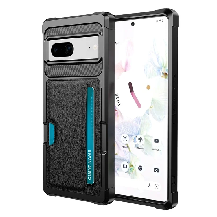 Back Case for Google Pixel 8 , ZM02 PU Leather+TPU Card Holder Four Corners Fall Protection Phone Shell