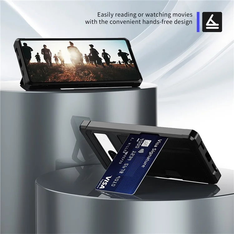 Back Case for Google Pixel 8 , ZM02 PU Leather+TPU Card Holder Four Corners Fall Protection Phone Shell