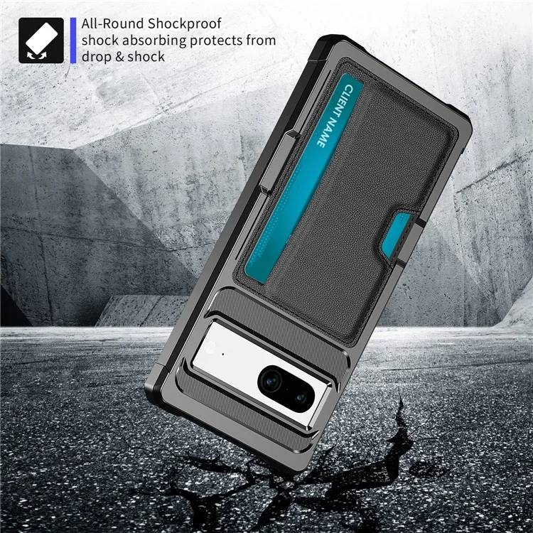 Back Case for Google Pixel 8 , ZM02 PU Leather+TPU Card Holder Four Corners Fall Protection Phone Shell