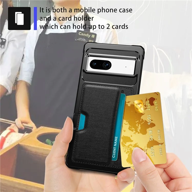 Back Case for Google Pixel 8 , ZM02 PU Leather+TPU Card Holder Four Corners Fall Protection Phone Shell