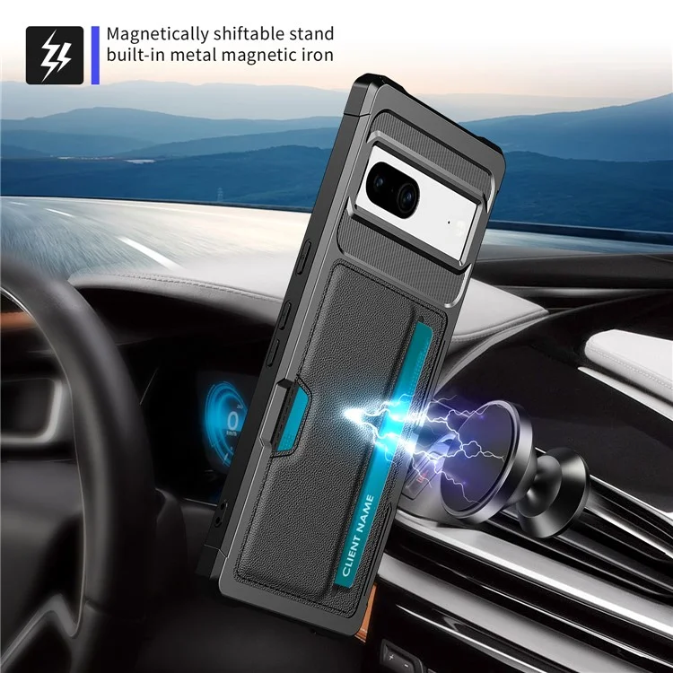 Back Case for Google Pixel 8 , ZM02 PU Leather+TPU Card Holder Four Corners Fall Protection Phone Shell