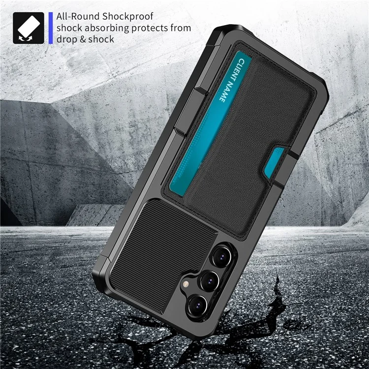 Back Case for Samsung Galaxy S23 FE , ZM02 Four Corners Anti-drop PU Leather Coated TPU Card Holder Phone Shell