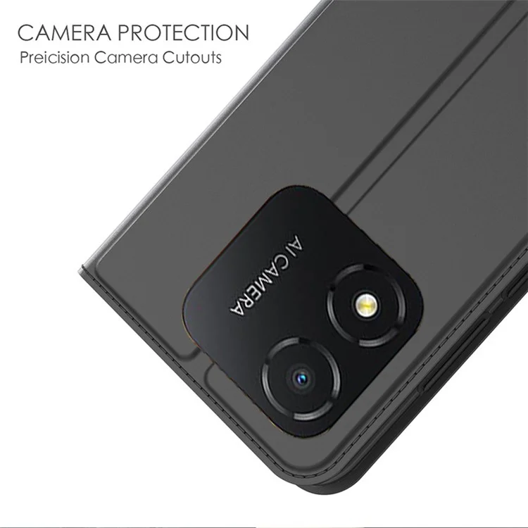 Магнитный противоударный чехол для телефона For Honor X5 4G с отделением для карт, из искусственной кожи, со стойкой - черный