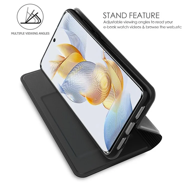 Étui Livre en Cuir PU avec Fente pour Carte pour Téléphone 4G For Honor X7a - Noir