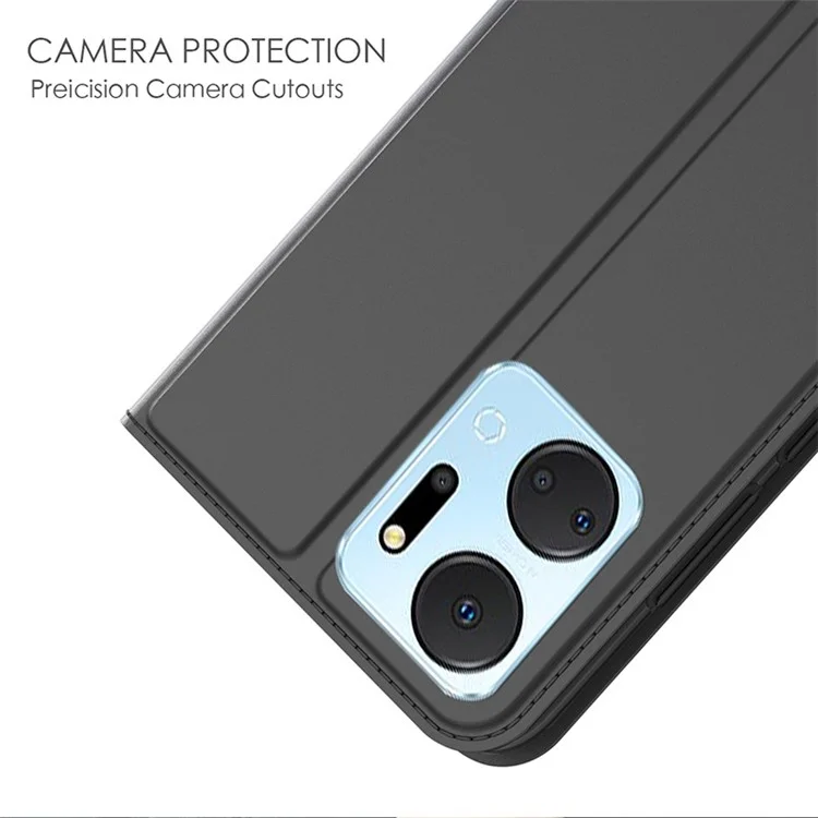Étui Livre en Cuir PU avec Fente pour Carte pour Téléphone 4G For Honor X7a - Noir