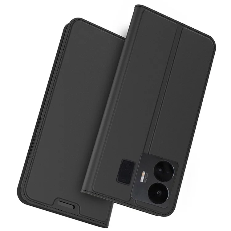 Для Realme GT3 5G / GT Neo 5 5G Магнитный чехол для телефона TPU+PU Кожаная подставка Чехол для сотового телефона со слотом для карты - Черный