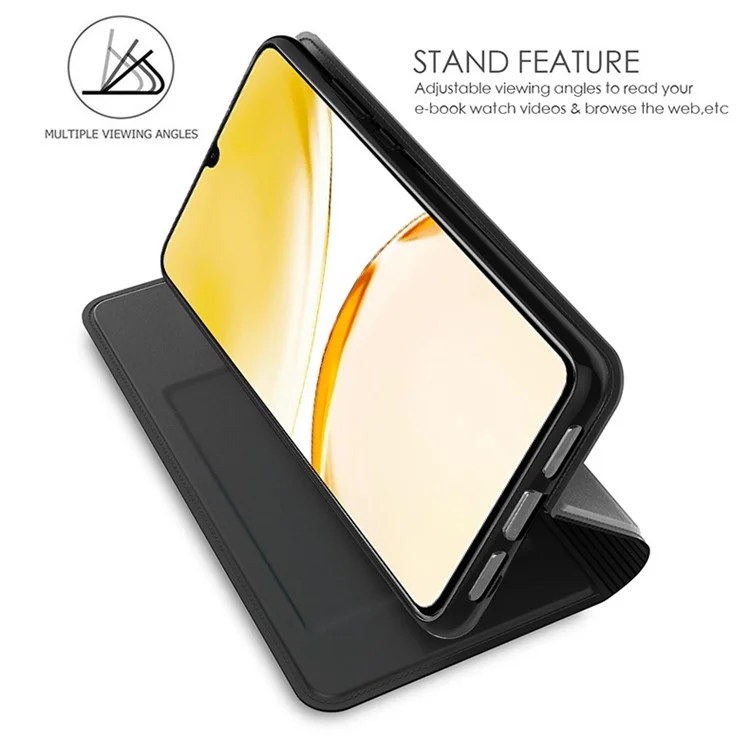 Для Realme GT3 5G / GT Neo 5 5G Магнитный чехол для телефона TPU+PU Кожаная подставка Чехол для сотового телефона со слотом для карты - Черный
