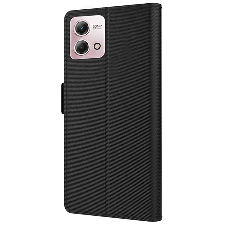 Custodia per telefono per Motorola Moto G Stylus 5G (2023), Custodia con supporto per telefono, slot per schede e specchio in pelle PU - Nero