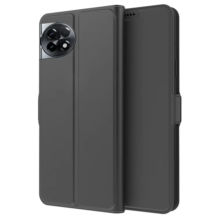 For OnePlus Ace 2 5G / 11R 5G Phone Cover Flip PU Leather Shell Shockproof Stand Phone Case with Card Slot - Black