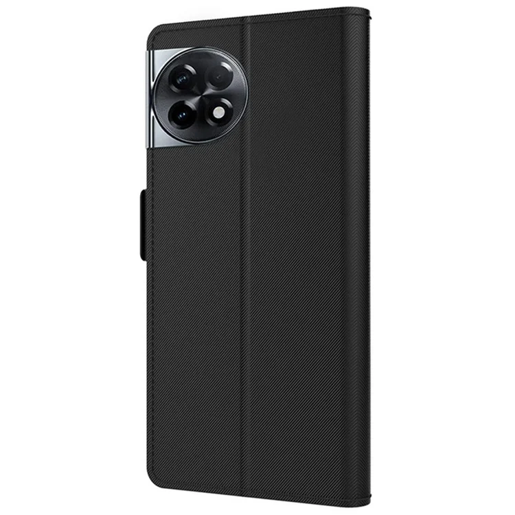 For OnePlus Ace 2 5G / 11R 5G Dustproof Shell Card Slot and Mirror PU Leather Cover Stand Phone Case - Black