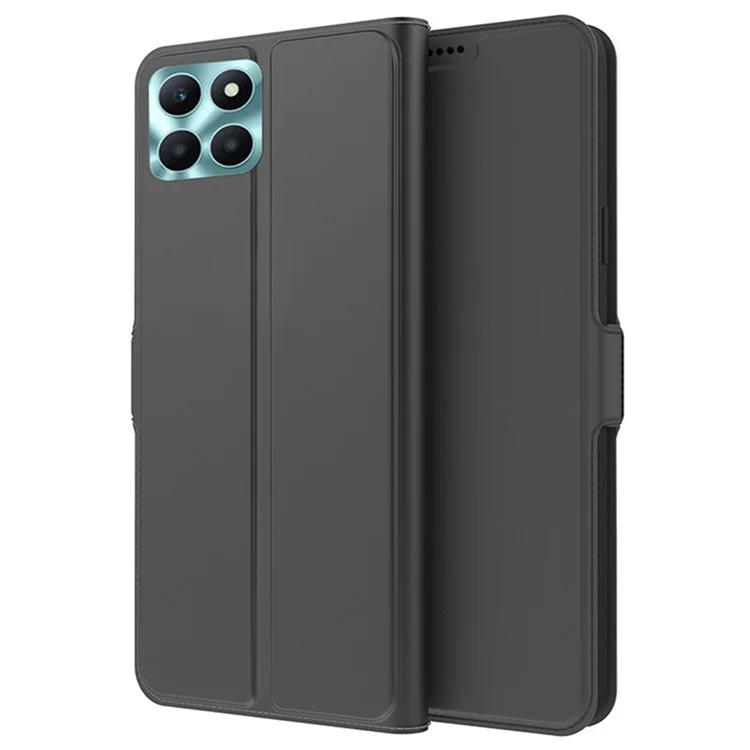 Cover per telefono cellulare per Honor X6a 4G, custodia in pelle PU antigraffio con slot per schede - Nero