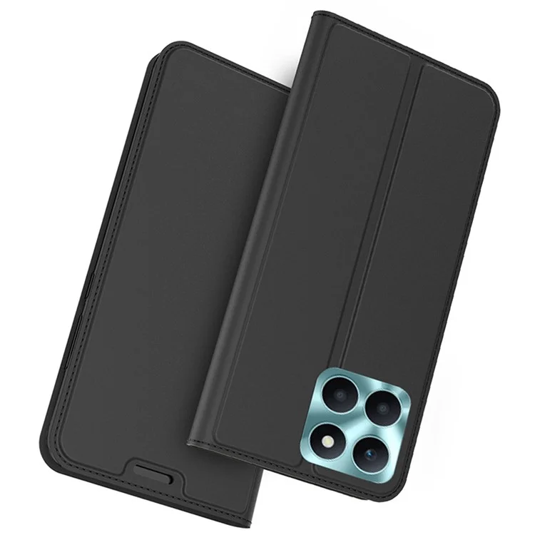 Funda de teléfono con ranuras para tarjetas para Honor X6a 4G, funda de teléfono antideslizante de TPU+PU Leather con soporte - Negro