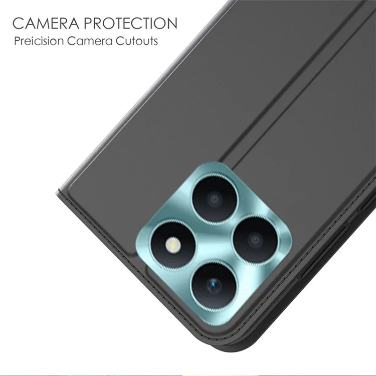 Funda de teléfono con ranuras para tarjetas para Honor X6a 4G, funda de teléfono antideslizante de TPU+PU Leather con soporte - Negro