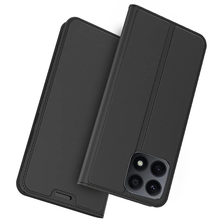 Funda de Teléfono de Cuero de TPU+PU para Honor X8a 4G, Soporte de Tarjeta de Protección Total - Negro