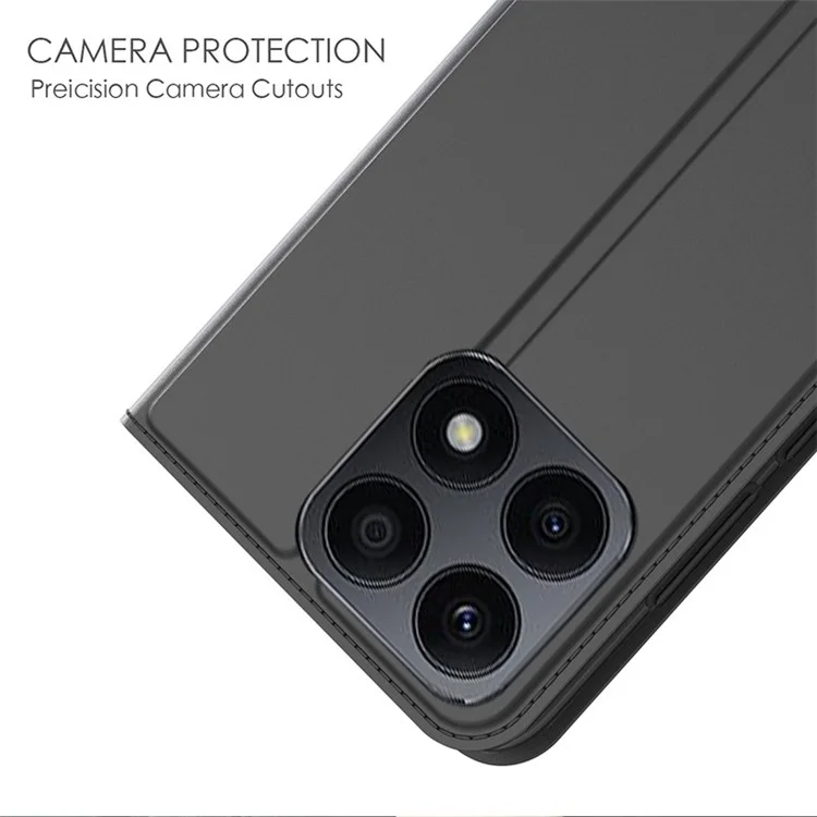 Funda de Teléfono de Cuero de TPU+PU para Honor X8a 4G, Soporte de Tarjeta de Protección Total - Negro