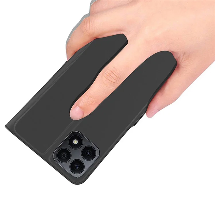 For Honor X8a 4G Cubierta Antirayazos Ranura para Tarjeta Funda de Teléfono Móvil de Cuero PU con Soporte - Negro